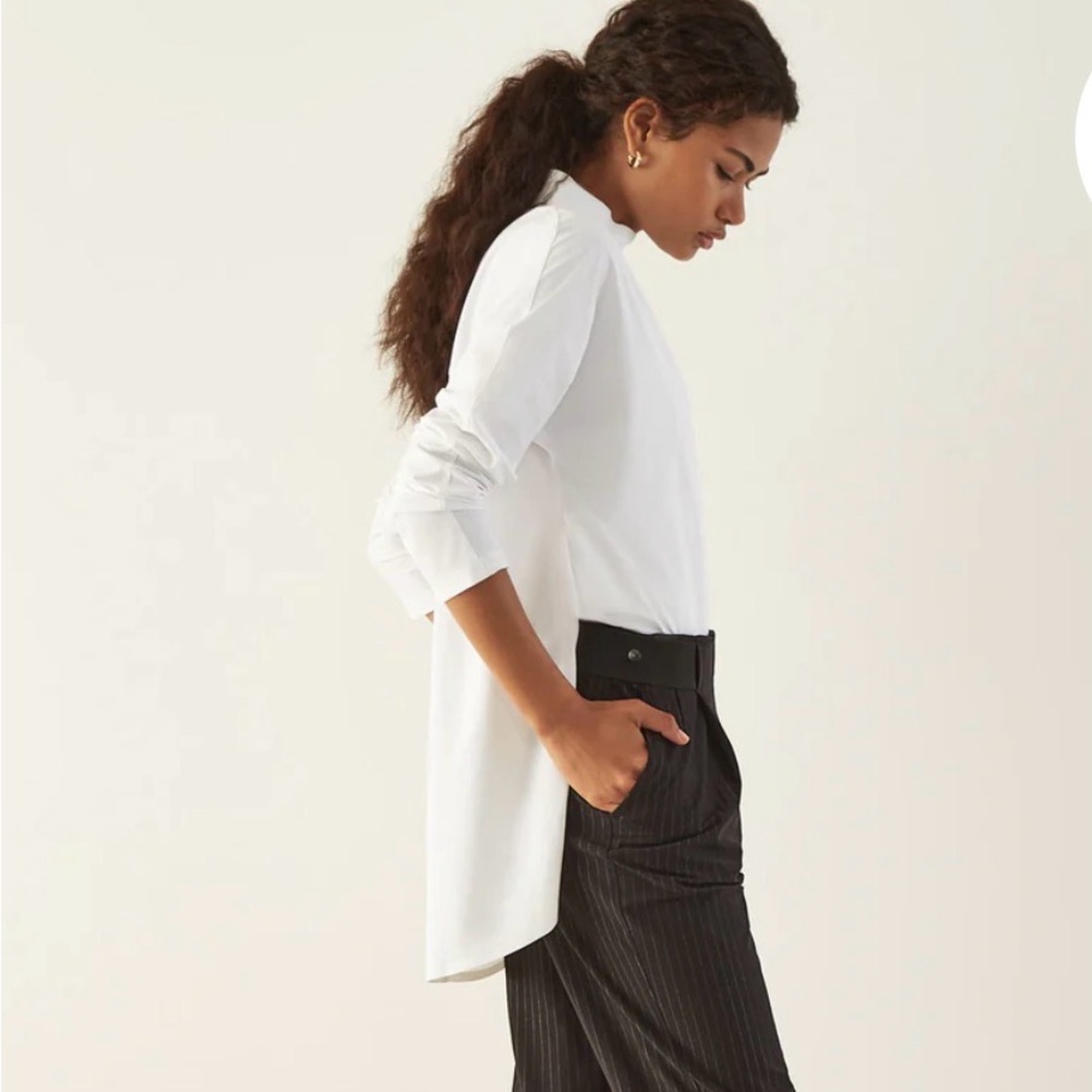 Aday White Button-Down Silk-Like Blouse - image 5